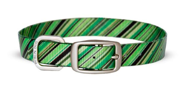 Image of durable Dublin Dog collars with printed patterns.