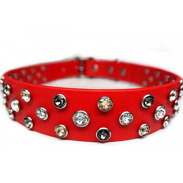 Image of a fancy dog collar with bling. Collars by Kitt makes special collars and martingales for dogs.
