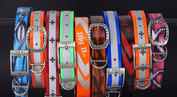 Image of Dig It stinkproof dog collars made from BioThane coated webbing